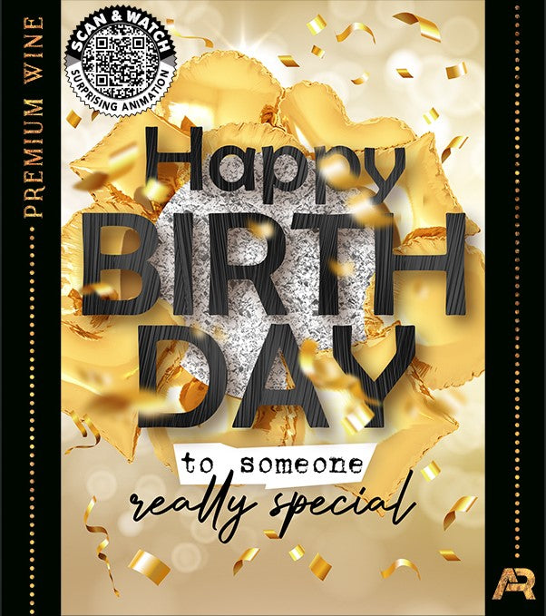 5 Weinetiketten Happy Birthday