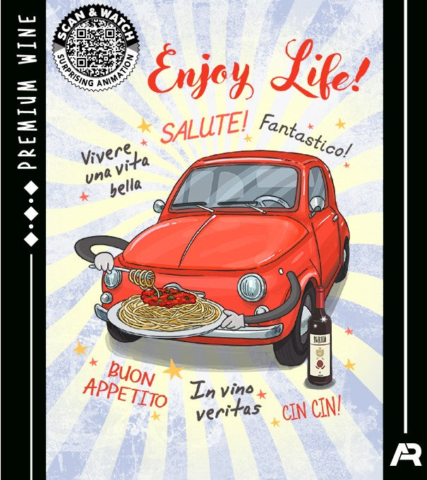 5 Weinetiketten ENJOY LIFE