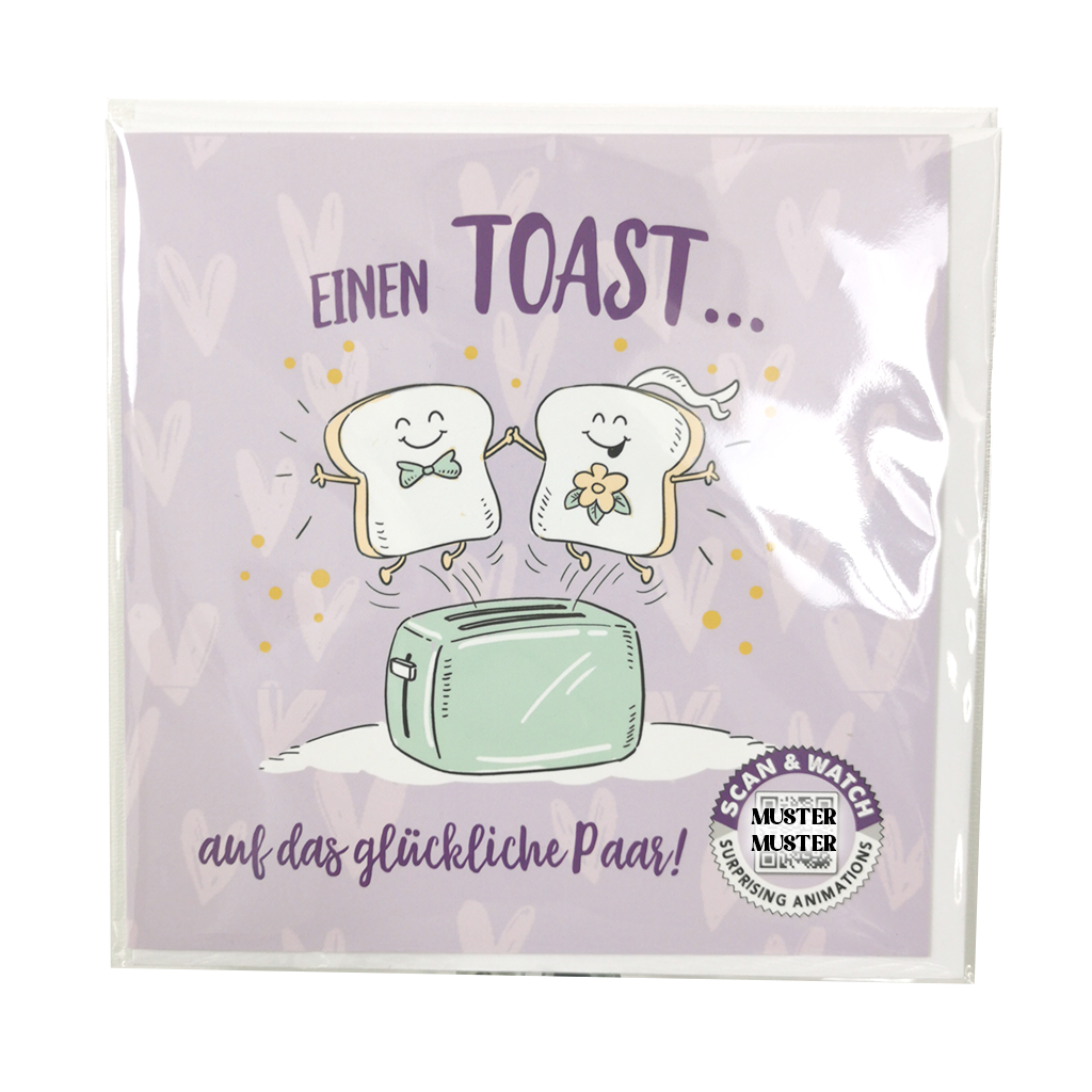 Ein Toast auf das Paar | animierte Grußkarte quadratisch 15x15cm | Klappkarte inkl. Umschlag