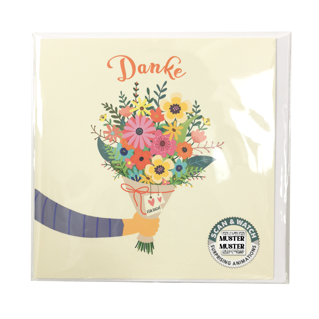 Danke Blumen | animierte Grußkarte quadratisch 15x15cm | Klappkarte inkl. Umschlag