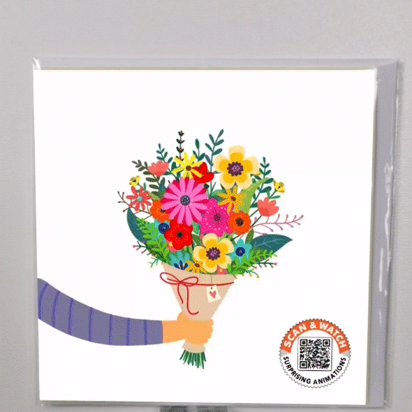 Danke Blumen | animierte Grußkarte quadratisch 15x15cm | Klappkarte inkl. Umschlag