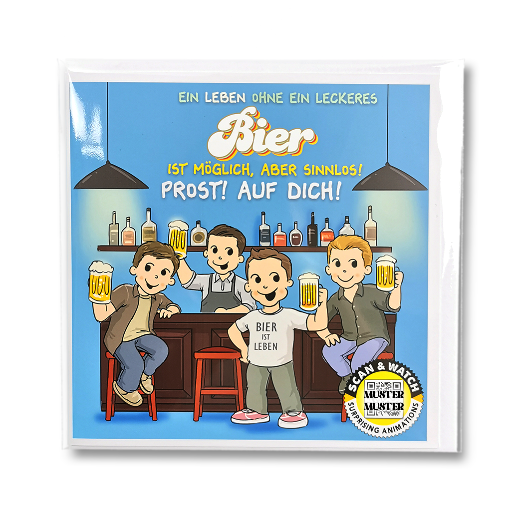 Bier| animierte Grußkarte quadratisch 15x15cm | Klappkarte inkl. Umschlag