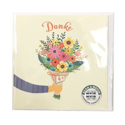 Danke Blumen | animierte Grußkarte quadratisch 15x15cm | Klappkarte inkl. Umschlag