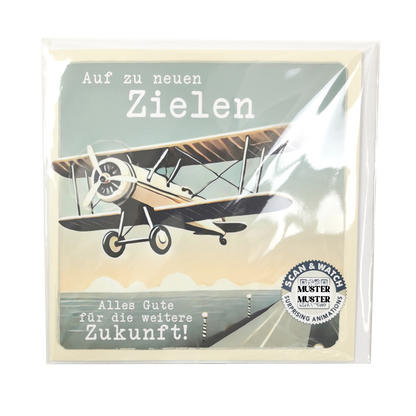 Auf zu neuen Zielen | animierte Grußkarte quadratisch 15x15cm | Klappkarte inkl. Umschlag