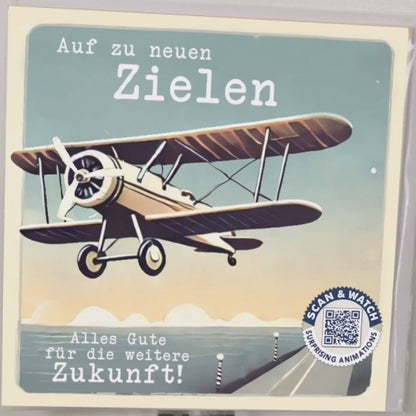 Auf zu neuen Zielen | animierte Grußkarte quadratisch 15x15cm | Klappkarte inkl. Umschlag