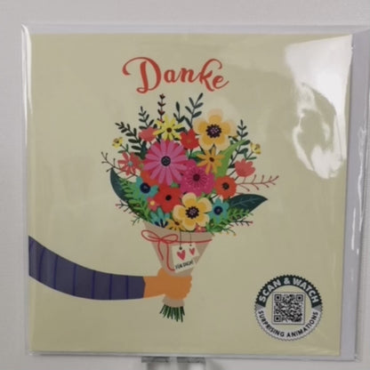 Danke Blumen | animierte Grußkarte quadratisch 15x15cm | Klappkarte inkl. Umschlag
