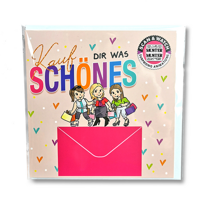 Shopping | animierte Grußkarte quadratisch 15x15cm | Klappkarte inkl. Umschlag